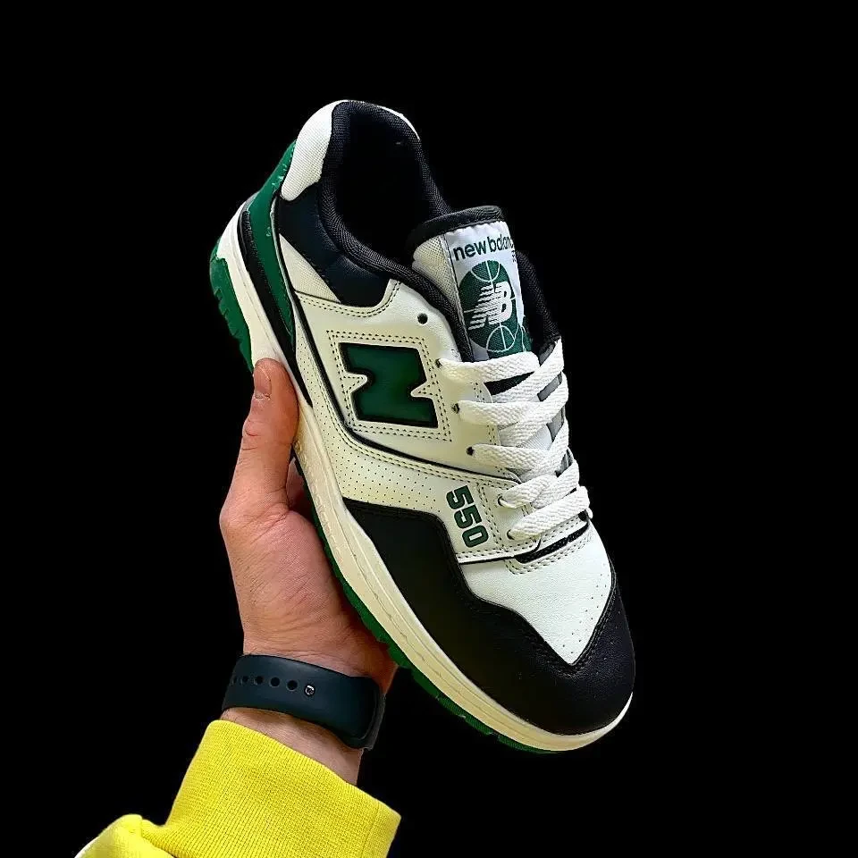 Кроссовки Мужские New Balance 550 Black & White & Green Арт 160 (изнашня Беленс) 5