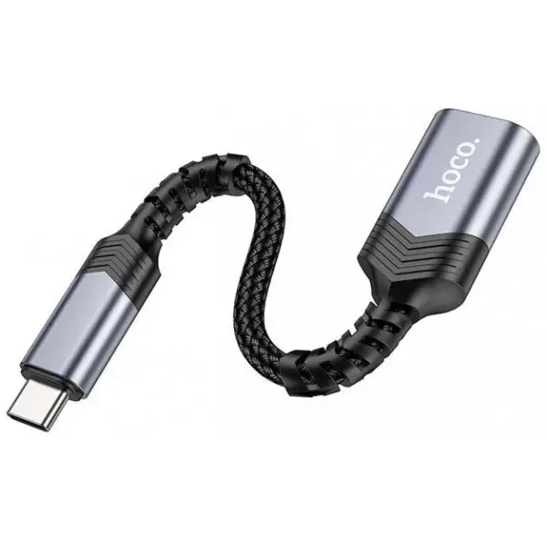 Адаптер Hoco UA24 Type-C male to USB female USB3.0 OTG Metal Gray 2