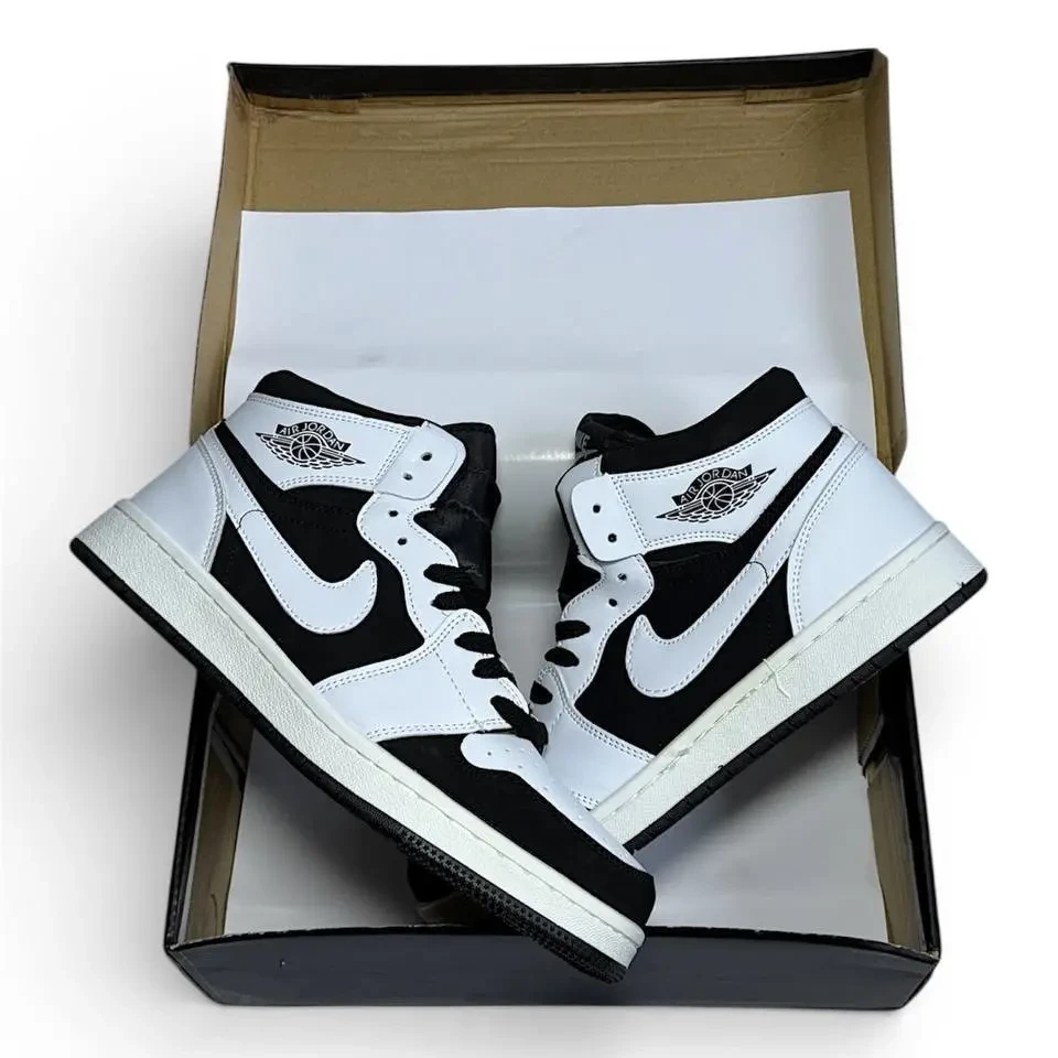 Nike Air Jordan 1 High White Black Арт 195 (Найк Аір Джордан 1, унісекс) 6