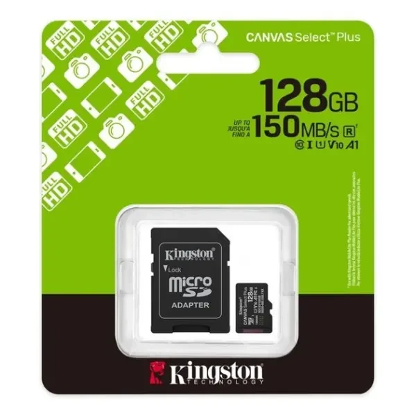 Карта пам'яті Kingston microSDXC 128GB Canvas Select Plus UHS-I R150MBs + SD-адаптер (SDCS3/128GB) 3
