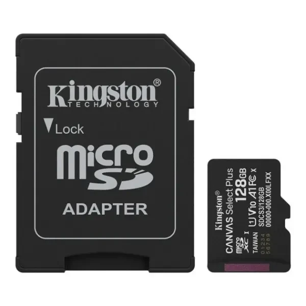 Карта пам'яті Kingston microSDXC 128GB Canvas Select Plus UHS-I R150MBs + SD-адаптер (SDCS3/128GB)