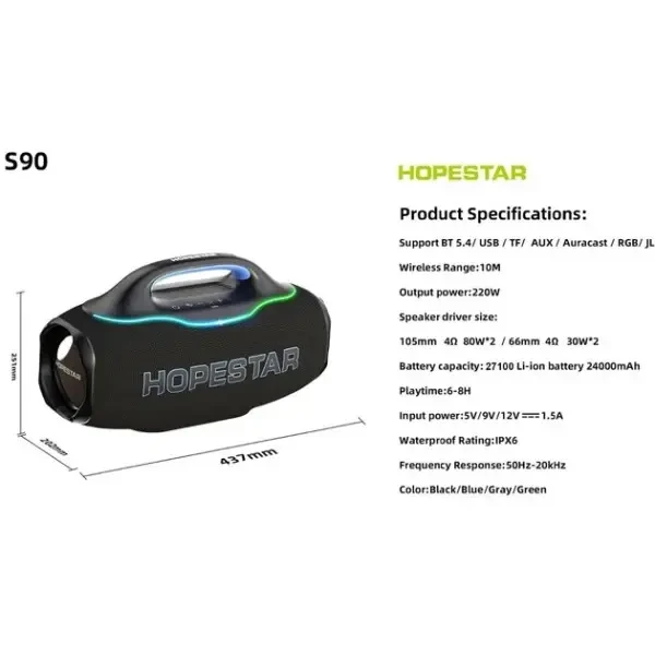 Колонка Bluetooth Hopestar S90 Black 2