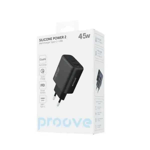 МЗП Proove Silicone Power 2 45W (Type-C + USB) Black (WCSP24110001) 5