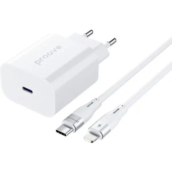 Мережевий зарядний пристрій Proove Rapid 20W (Type-C) + cable Type-C to Lightning White (WCRP20012102)