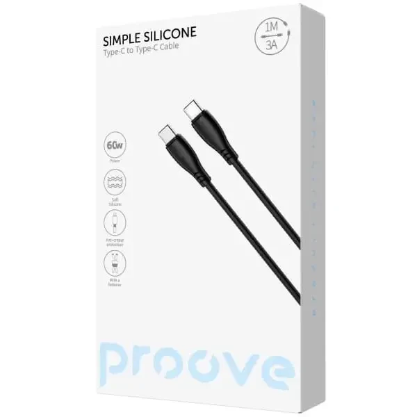 Кабель Proove Simple Silicone Type-C to Type-C 60W 1m Black (CCSI60002201) 2