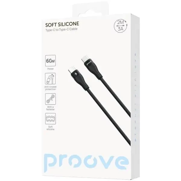 Кабель Proove Soft Silicone Type-C to Type-C 60W 2m Black (CCSO60002221) 4