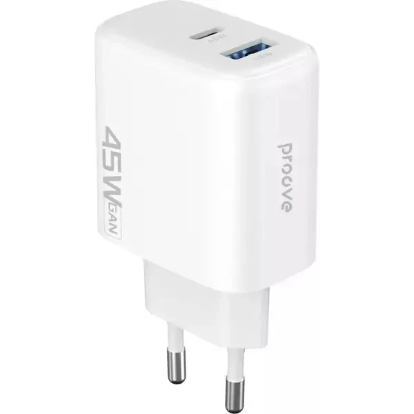 Мережевий зарядний пристрій Proove Silicone Power 2 45W (Type-C + USB) White (WCSP24110002)