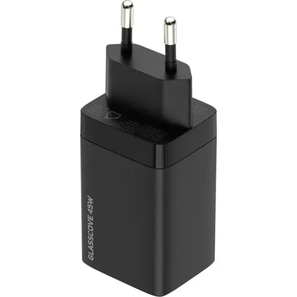 Мережевий зарядний пристрій Glasscove 45W GaN USB+Type C Black (TC-090CA) 3