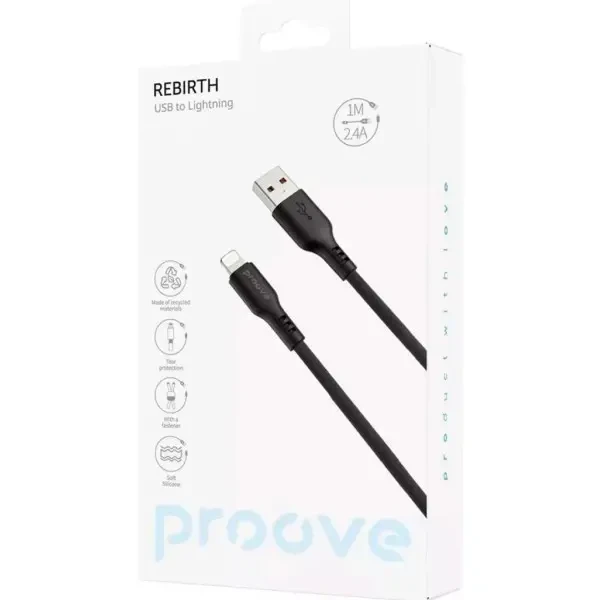 Кабель Proove Rebirth USB to Lightning 2.4A 1m Black (CCRE60001101) 2