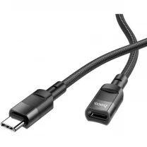 Кабель Hoco U107 Type-C Male to Type-C Female 1.2m Black