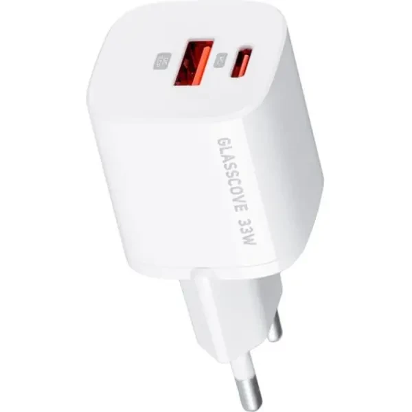 Мережевий зарядний пристрій Glasscove Wall Charger 33W USB+Type-C White 3