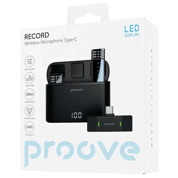 Мікрофон петличний бездротовий Proove Proove Record Type-C Black (PMRC00010202) 6