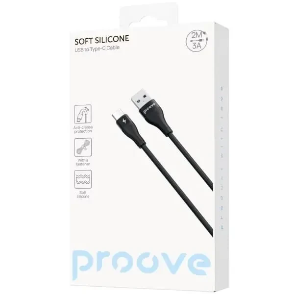 Кабель Proove Soft Silicone USB to Type-C 3A 2m Black (CCSO20001221) 4