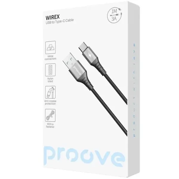 Кабель Proove WireX USB to Type-C 3A 1m Black (CCWX15001201) 2