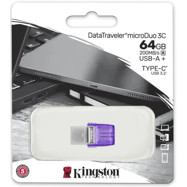Флеш пам`ять Kingston DataTraveler microDuo 3C 64GB Type-C  (DTDUO3CG3/64GB) 3