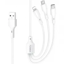 Кабель Gelius Voltix 3-in-1 Type-C to Type-C+MicroUSB+Lightnong 2.4A 1m (GP-UCN015) White