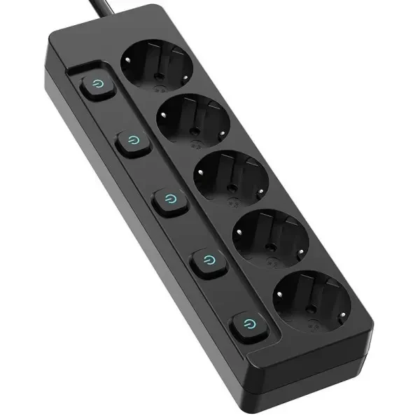 ColorWay Фільтр живлення СolorWay 5 розеток 2m Black (CW-PSEA52SBK)