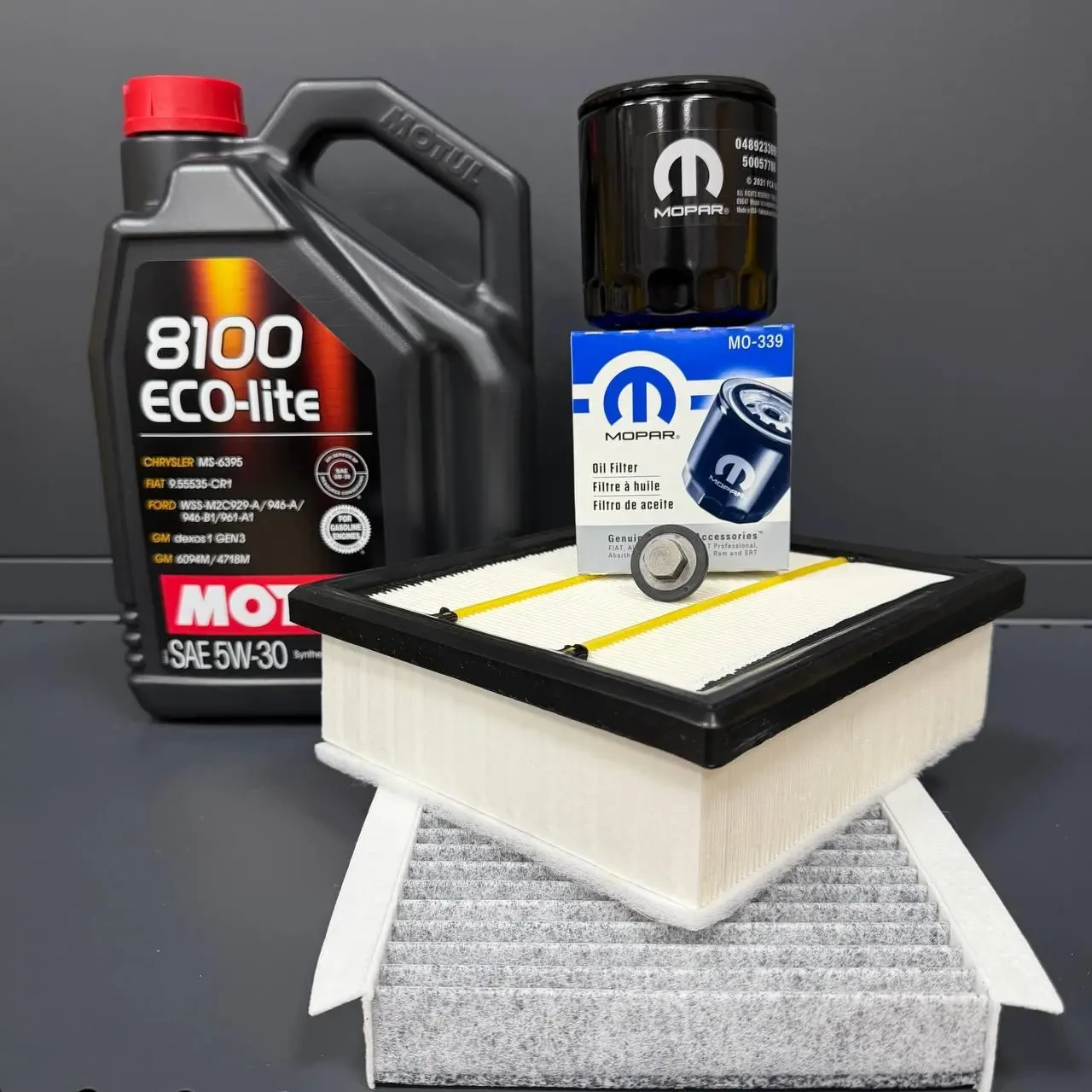 Комплект для ТО MOTUL Eco-Lite 5w30 Jeep Compass / Jeep Renegade / Fiat 500X / Dodge ProMaster / Alfa Romeo Tonale (Масло, фільтр