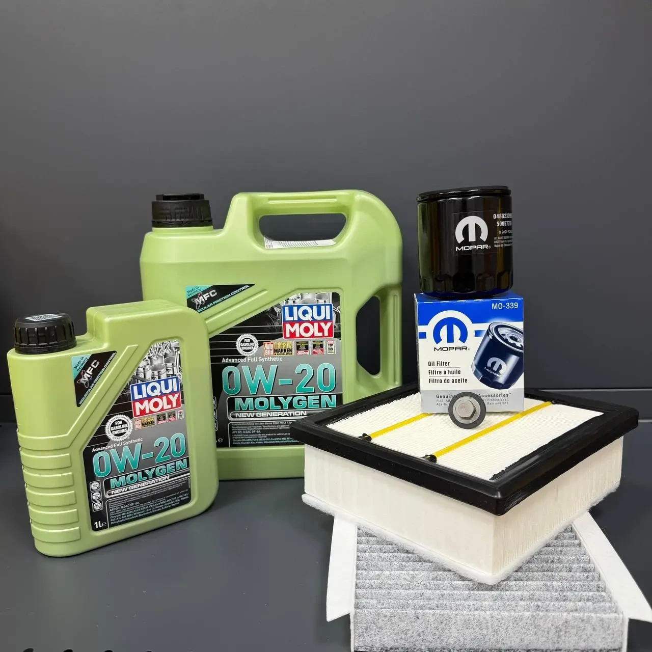 Комплект для ТО  Liqui Moly 0w20 Jeep Compass / Jeep Renegade / Fiat 500X / Dodge ProMaster / Alfa Romeo Tonale (Масло 4л+1л,