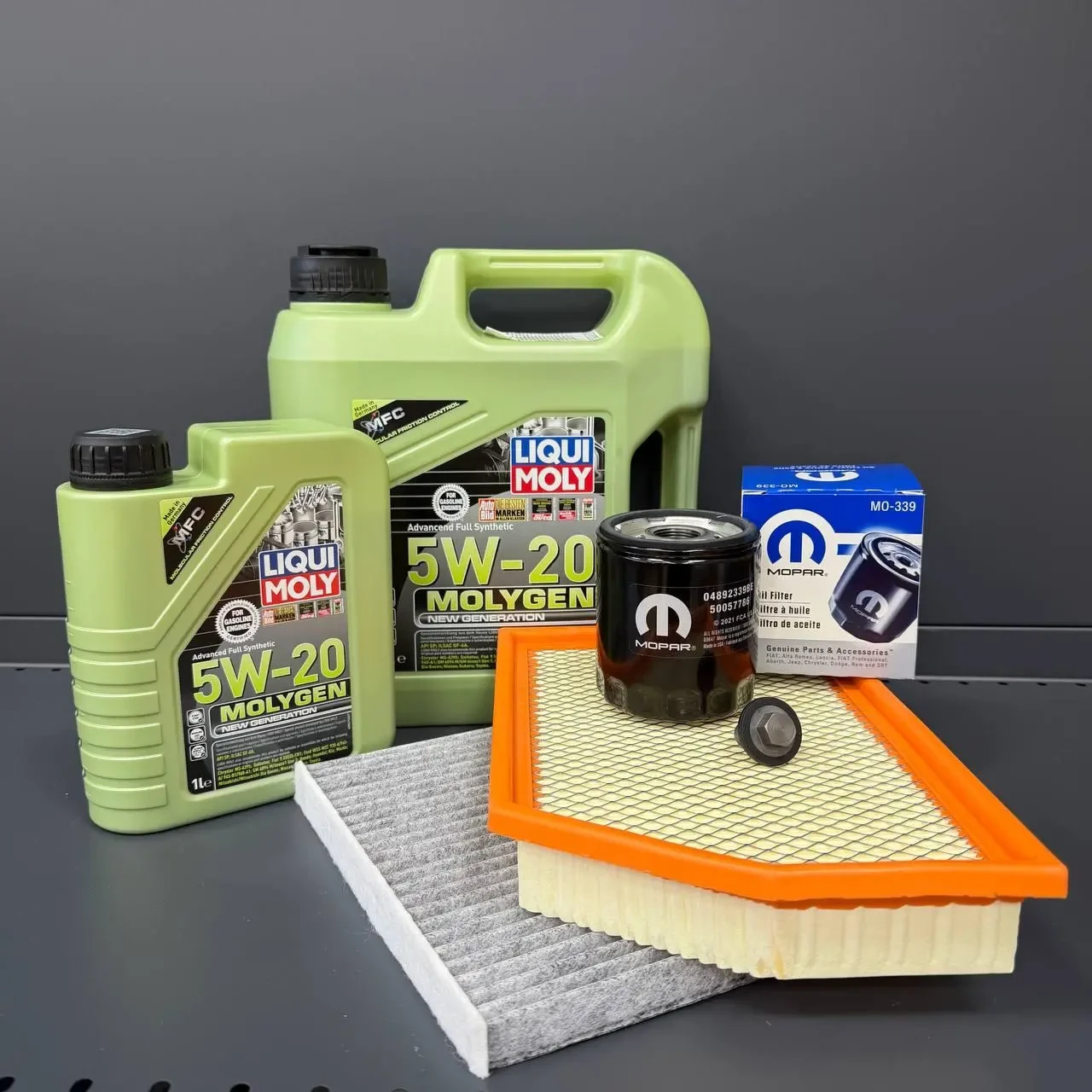 Комплект для ТО  Liqui Moly 5w20 Jeep Cherokee до рест -2018  2.4 (Масло 4л+1л, фільтр масляний, фільтр повітряний, фільтр салону