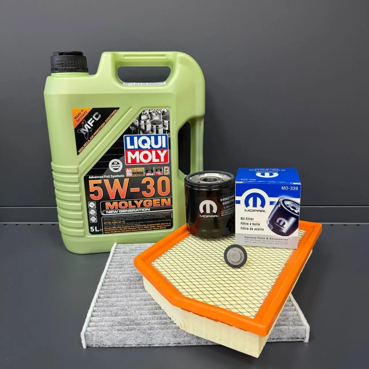 Комплект для ТО  Liqui Moly 5w30 Jeep Cherokee до рест -2018  2.4 (Масло, фільтр масляний, фільтр повітряний, фільтр салону