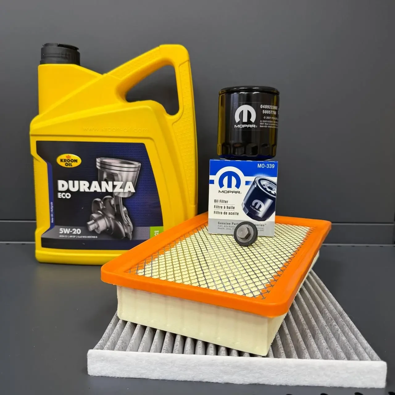 Комплект для ТО  KROON OIL 5w20 CHRYSLER 200 2.4 (Масло, фільтр масляний, фільтр повітряний, фільтр салону вугільний, зливна