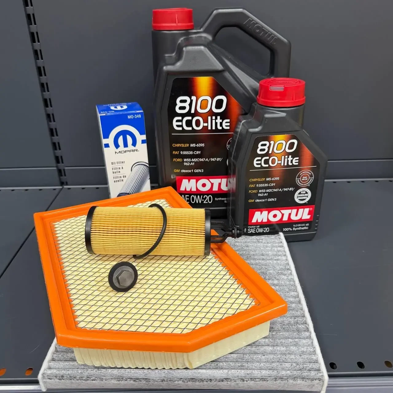 Комплект для ТО MOTUL Eco-Lite 0w20 Cherokee до рест -2018  3.2 (Масло, фільтр масляний, фільтр повітряний, фільтр салону