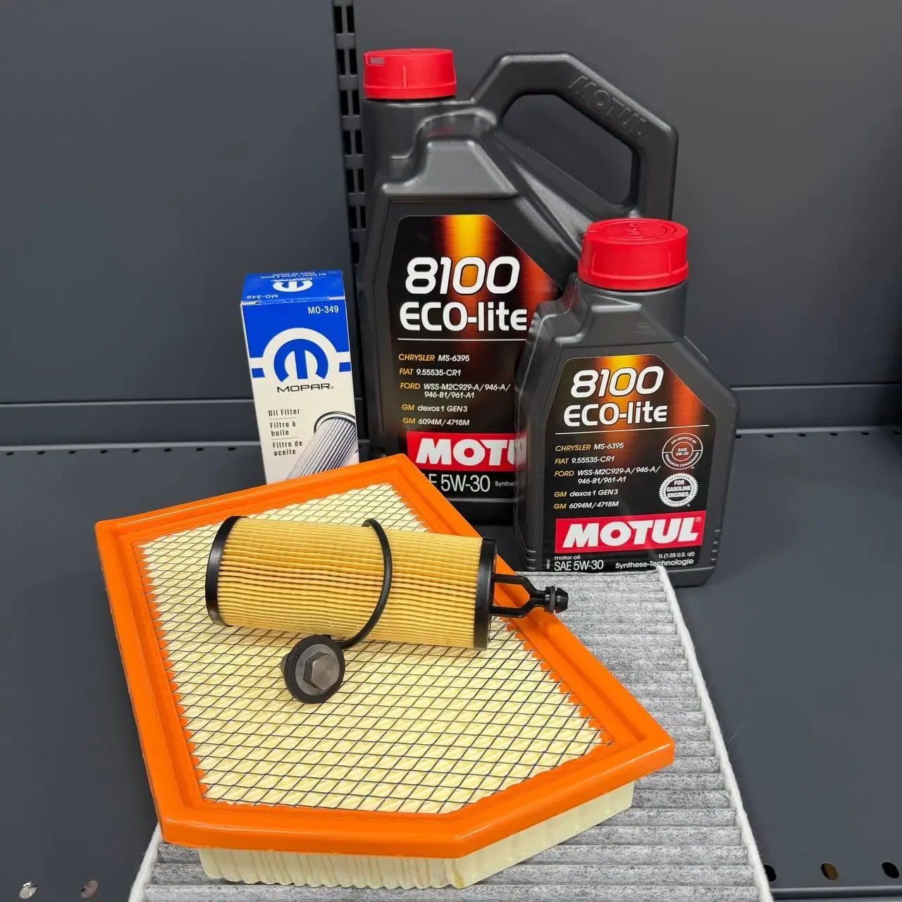 Комплект для ТО MOTUL Eco-Lite 5w30 Cherokee до рест -2018  3.2 (Масло, фільтр масляний, фільтр повітряний, фільтр салону
