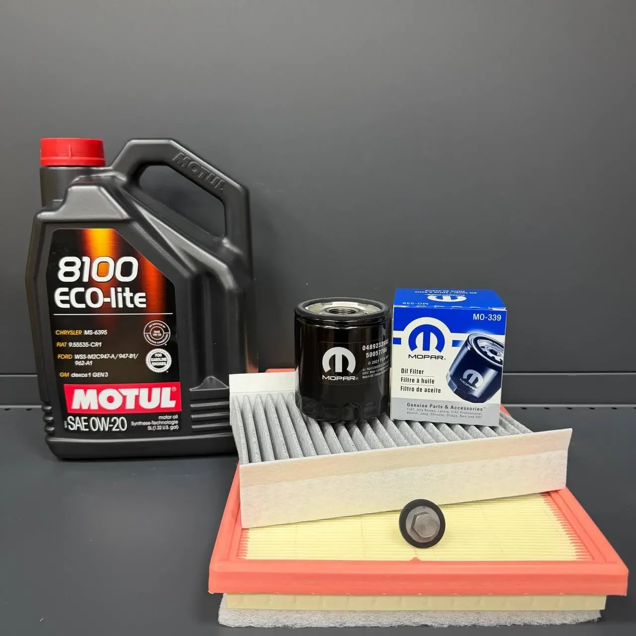 Комплект для ТО MOTUL Eco-Lite 0w20 Dodge Hornet 2.0 Jeep Compass 2.0 2023  (Масло, фільтр масляний, фільтр повітряний, фільтр