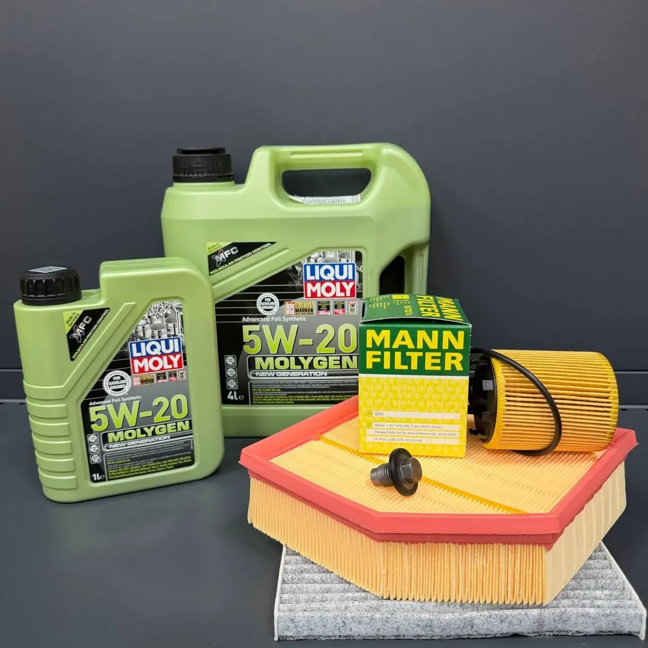 Комплект для ТО  Liqui Moly 5w20 DODGE DART 1.4 (Масло 4л+1л, фільтр масляний, фільтр повітряний, фільтр салону вугільний, зливна