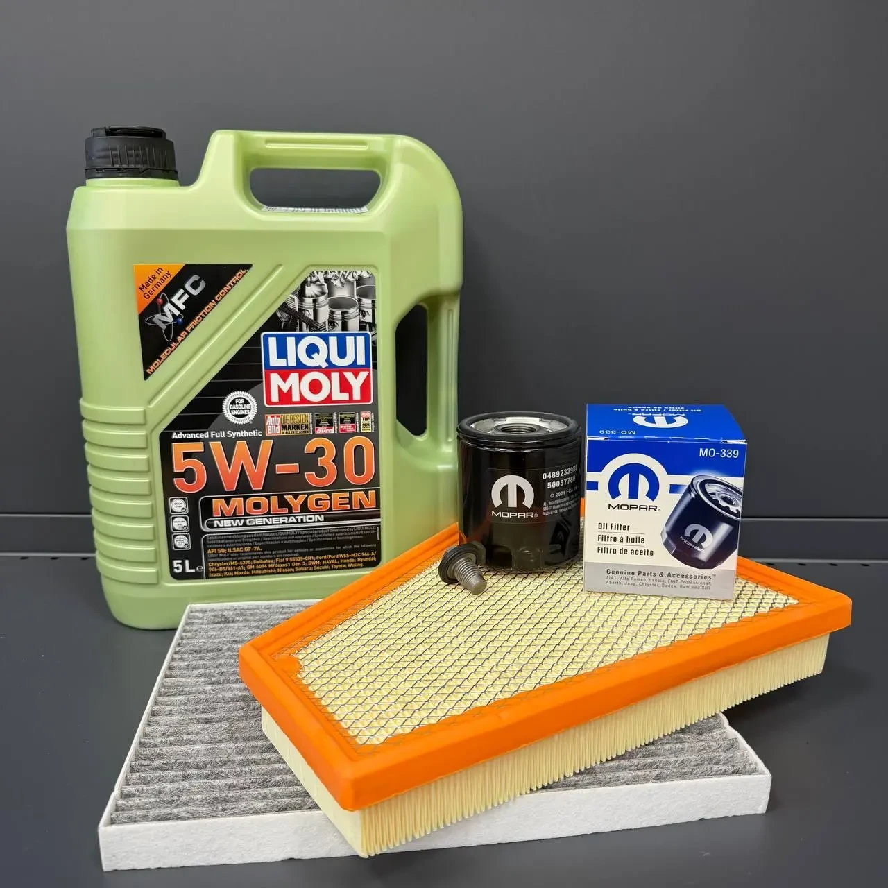 Комплект для ТО Jeep Grand Cherokee WL 2.0  Liqui Moly 5w30 (Масло, фільтр масляний, фільтр повітряний, фільтр салону вугільний,