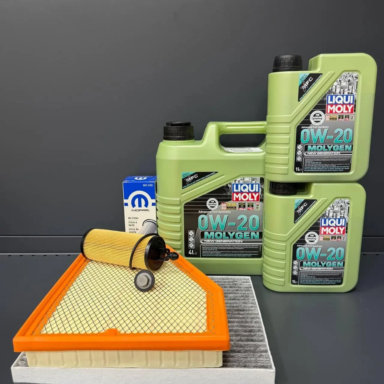 Комплект для ТО Jeep Grand Cherokee WL 3.6  Liqui Moly 0w20 (Масло 4л+1л+1л, фільтр масляний, фільтр повітряний, фільтр салону