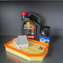 Комплект для ТО Motul 5w30 Jeep Wrangler 2.0 2018 (Масло, фільтр масляний, фільтр повітряний, фільтр салону вугільний, зливна