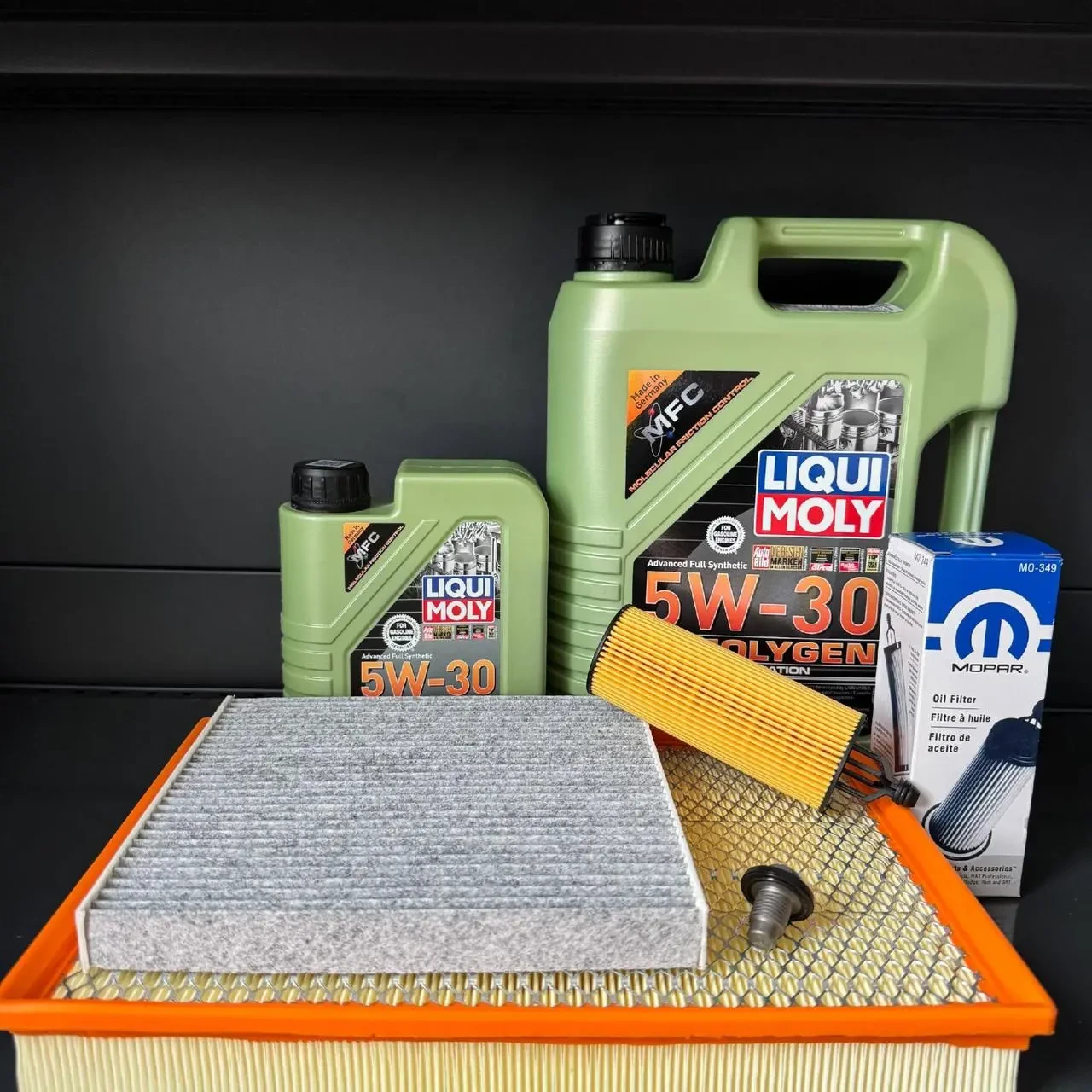 Комплект для ТО Liqui Moly 5w30 Dodge RAM 1500 3.6 13-20 (Масло5+1, фільтр масляний, фільтр повітряний, фільтр салону вугільний,