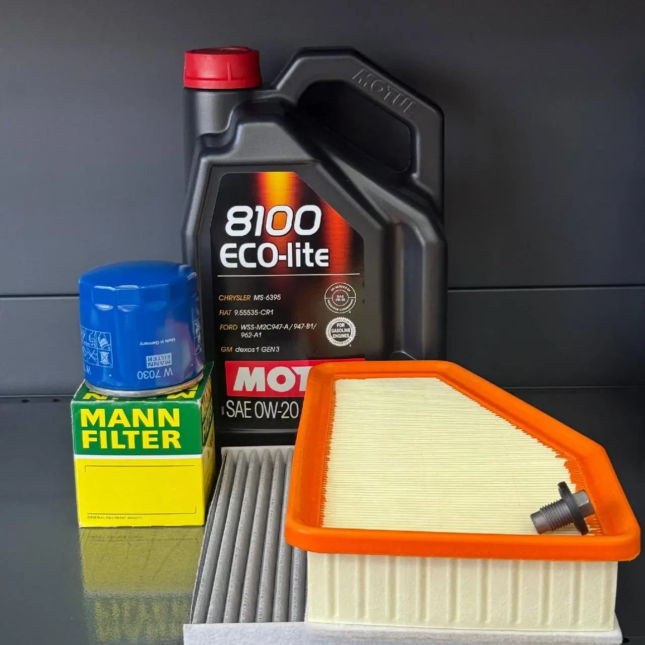 Комплект для ТО MOTUL Eco-Lite 0w20 Jeep Cherokee рест 2018+ 2.4(Масло, фільтр масляний , фільтр повітряний, фільтр салону
