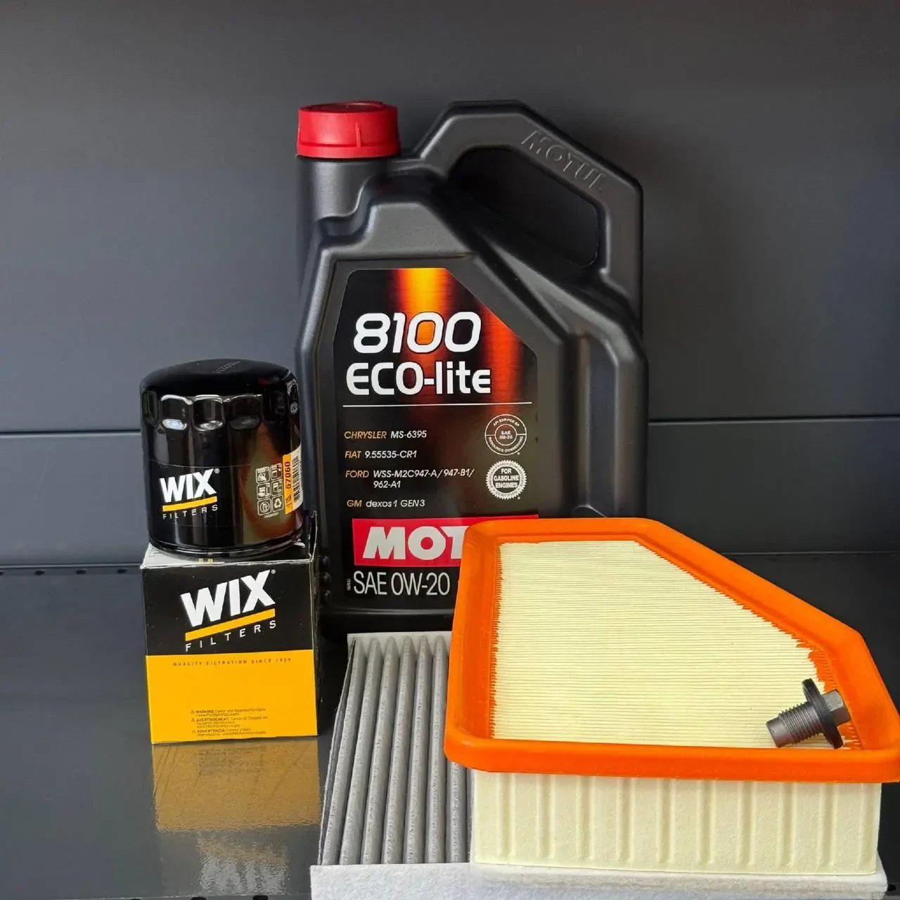 Комплект для ТО MOTUL Eco-Lite 0w20 Jeep Cherokee рест 2018+ 2.4(Масло, фільтр масляний , фільтр повітряний, фільтр салону