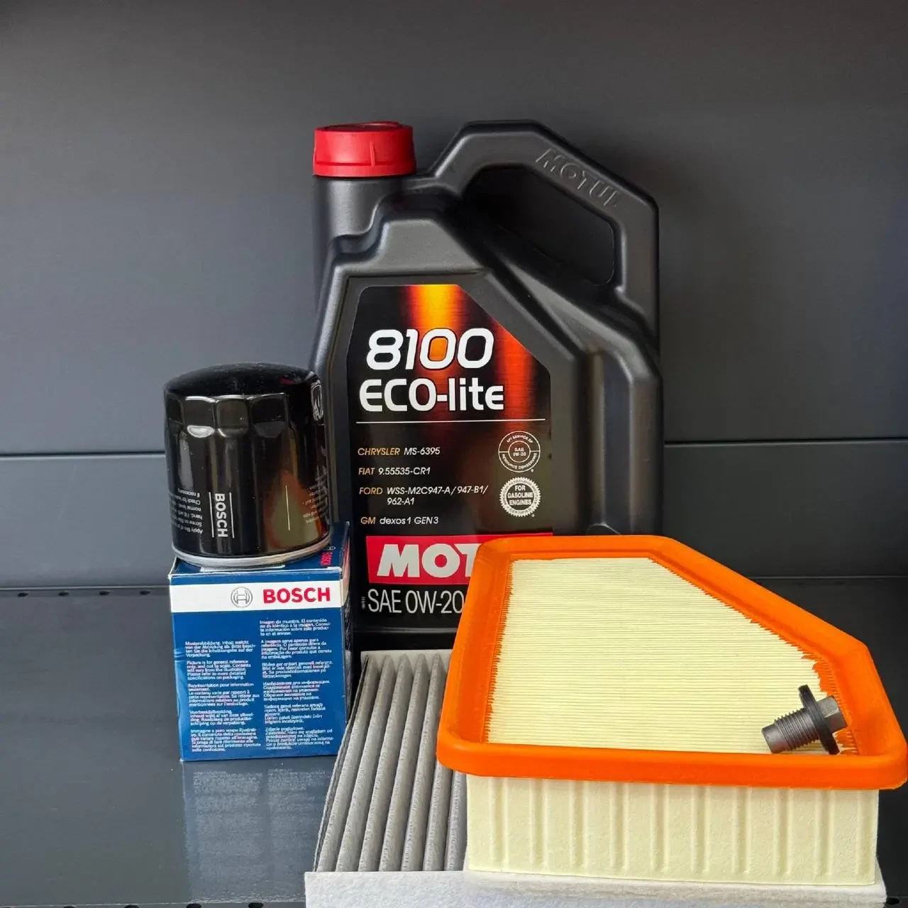 Комплект для ТО MOTUL Eco-Lite 0w20 Jeep Cherokee рест 2018+ 2.4(Масло, фільтр масляний , фільтр повітряний, фільтр салону