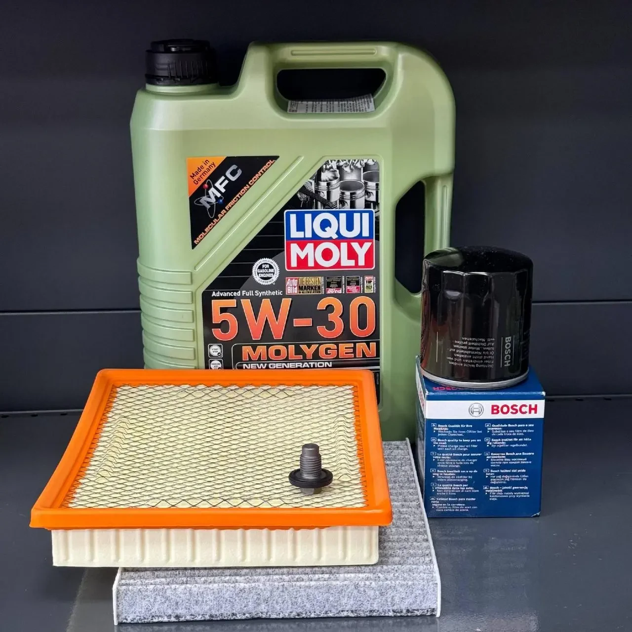 Комплект для ТО  Liqui Moly 5w30 Dodge Journey 2.4 (Масло, фільтр масляний, фільтр повітряний, фільтр салону вугільний, зливна