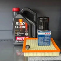 Комплект для ТО MOTUL Eco-Lite 0w20 Dodge Journey 2.4 (Масло, фільтр масляний, фільтр повітряний, фільтр салону вугільний, зливна