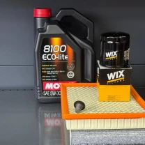 Комплект для ТО MOTUL Eco-Lite 5w30 Dodge Journey 2.4 (Масло, фільтр масляний, фільтр повітряний, фільтр салону вугільний, зливна