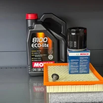 Комплект для ТО MOTUL Eco-Lite 5w30 Dodge Journey 2.4 (Масло, фільтр масляний, фільтр повітряний, фільтр салону вугільний, зливна