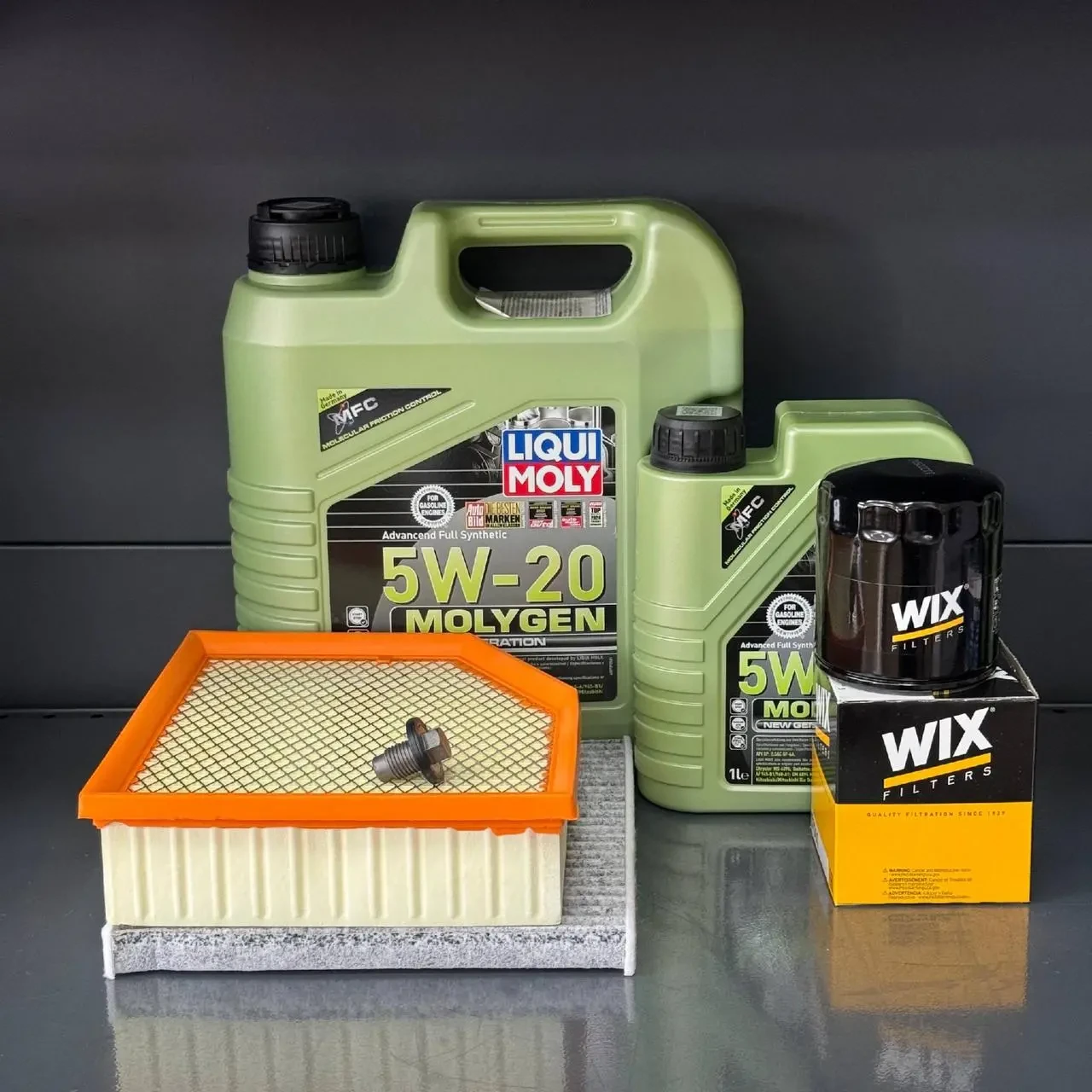 Комплект для ТО  Liqui Moly 5w20 DODGE DART 2.0/2.4 (Масло 4л+1л, фільтр масляний, фільтр повітряний, фільтр салону вугільний,