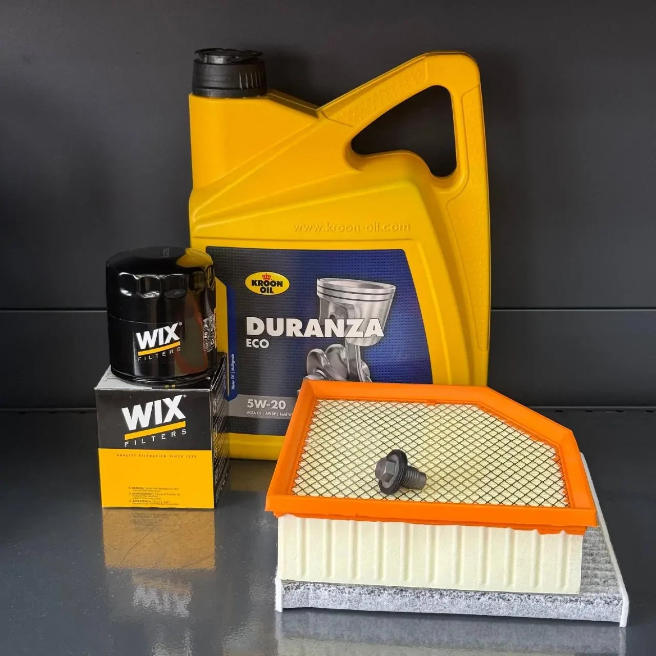 Комплект для ТО  KROON OIL 5w20 DODGE DART 2.0/2.4 (Масло, фільтр масляний, фільтр повітряний, фільтр салону вугільний, зливна