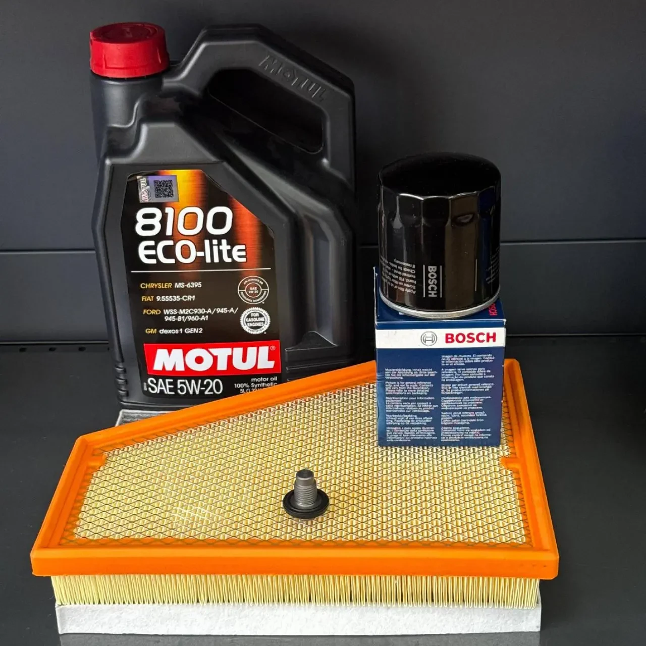 Комплект для ТО Jeep Grand Cherokee WL 2.0  Motul 5w20 (Масло, фільтр масляний, фільтр повітряний, фільтр салону вугільний, зливна