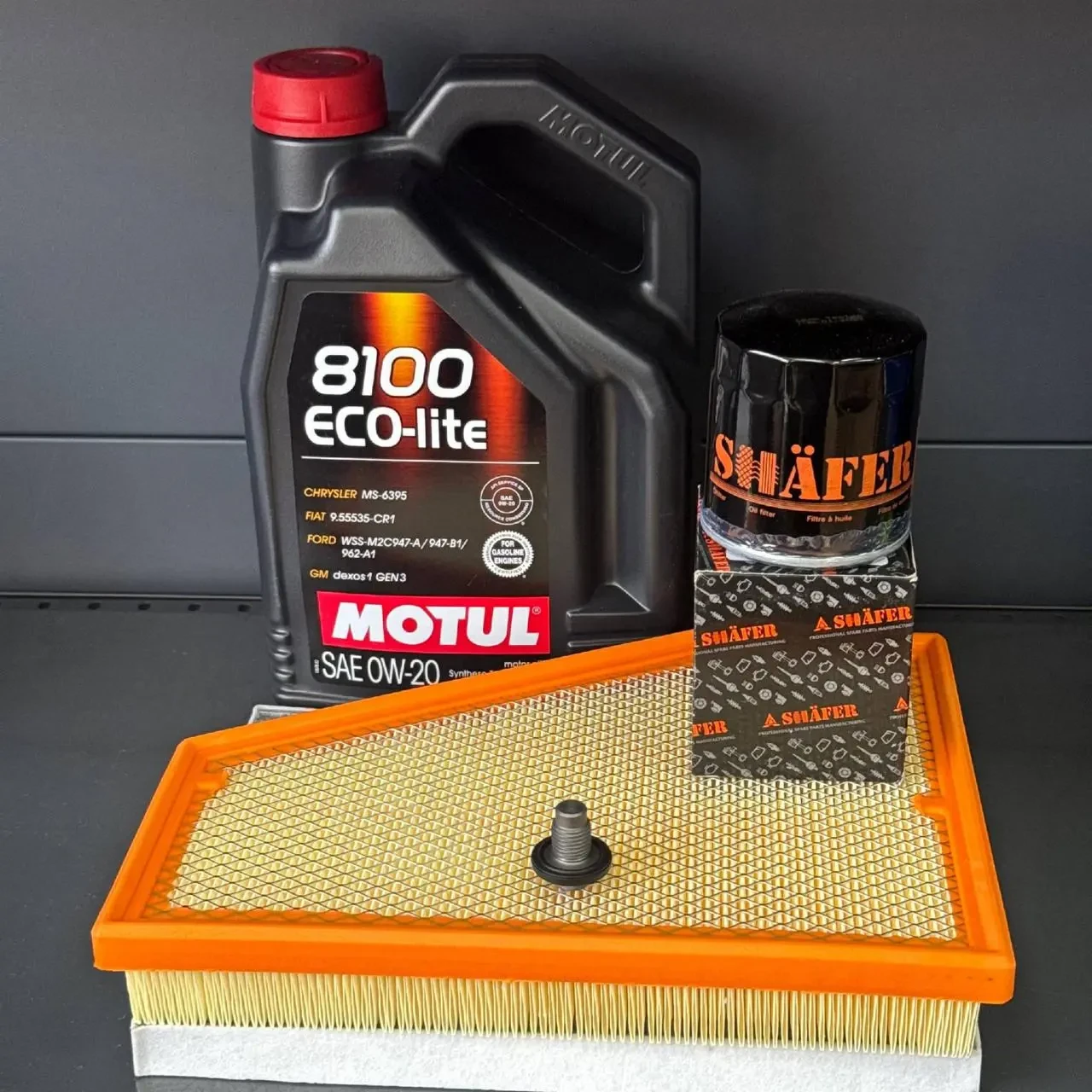 Комплект для ТО Jeep Grand Cherokee WL 2.0  Motul 0w20 (Масло, фільтр масляний, фільтр повітряний, фільтр салону вугільний, зливна