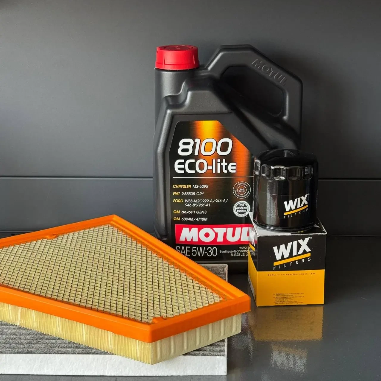 Комплект для ТО Jeep Grand Cherokee WL 2.0  Motul 5w30 (Масло, фільтр масляний, фільтр повітряний, фільтр салону вугільний, зливна