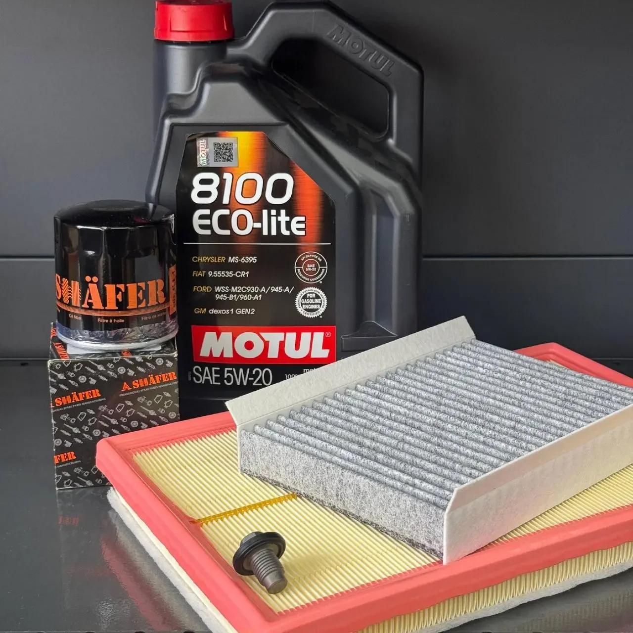 Комплект для ТО MOTUL Eco-Lite 5w20 Dodge Hornet 2.0 Jeep Compass 2.0 2023  (Масло, фільтр масляний, фільтр повітряний, фільтр