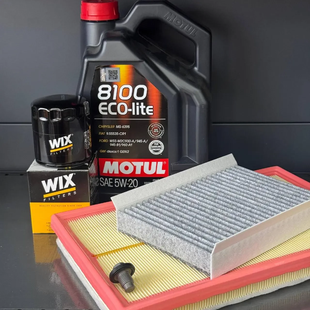 Комплект для ТО MOTUL Eco-Lite 5w20 Dodge Hornet 2.0 Jeep Compass 2.0 2023  (Масло, фільтр масляний, фільтр повітряний, фільтр