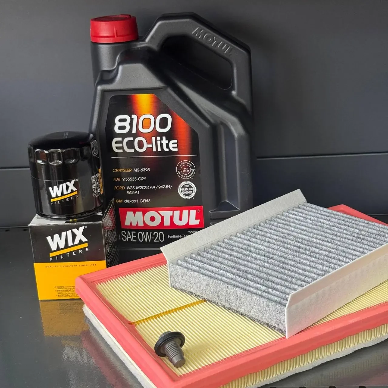 Комплект для ТО MOTUL Eco-Lite 0w20 Dodge Hornet 2.0 Jeep Compass 2.0 2023  (Масло, фільтр масляний, фільтр повітряний, фільтр