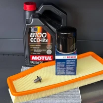 Комплект для Motul 5w20 Jeep Cherokee рест 2018+ 2.0 (Масло, фільтр масляний, фільтр повітряний, фільтр салону вугільний, зливна